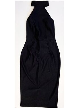 Missguided Black Halter Bodycon Midi Dress